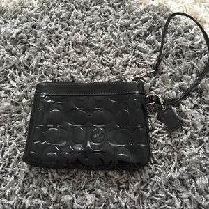 💯 % authentic Coach black patent leather wristlet
